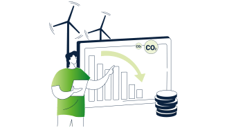 Illustration über Co2-Senkung und Energiekostenoptimierung in Quartieren