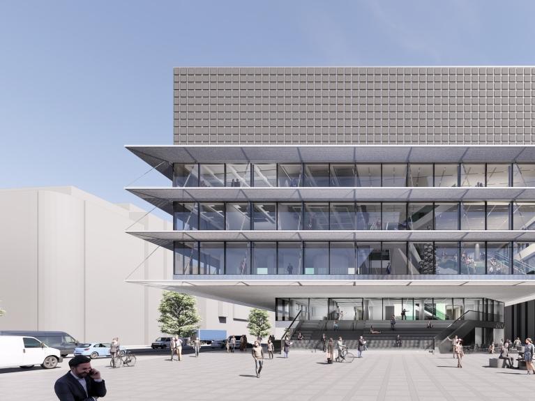 Visualisierung/Außenansicht des neuen Haus für Film und Medien in Stuttgart