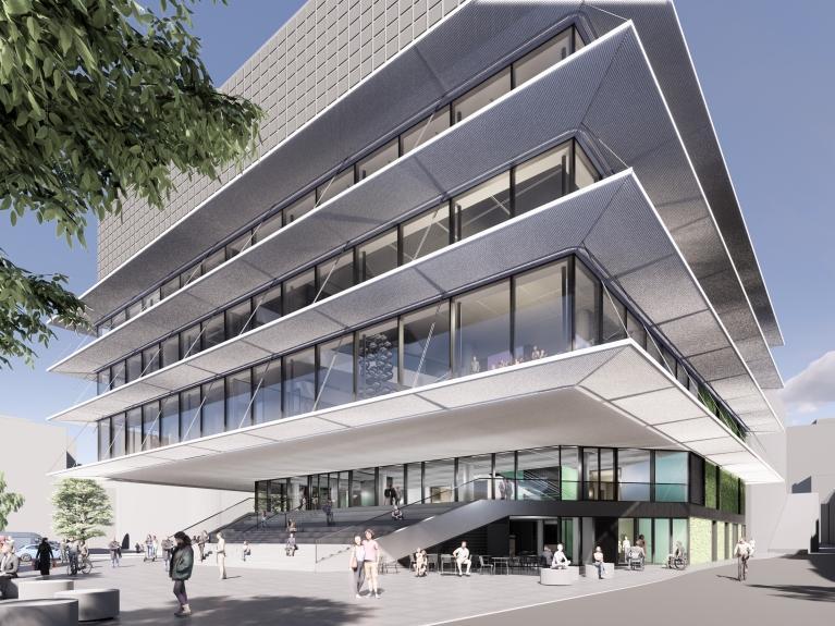 Visualisierung/Außenansicht des neuen Haus für Film und Medien in Stuttgart