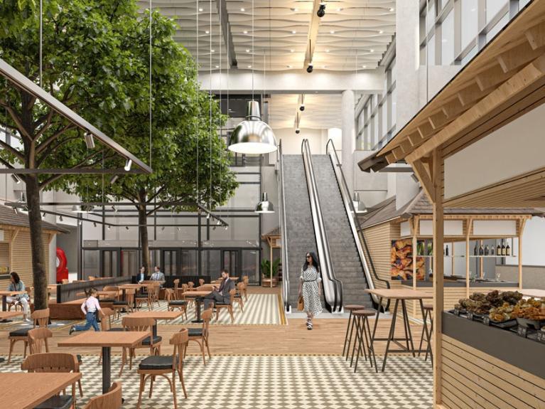 Architektenvisualisierung Innenansicht des neuen Kaufparks in Dresden-Nickern