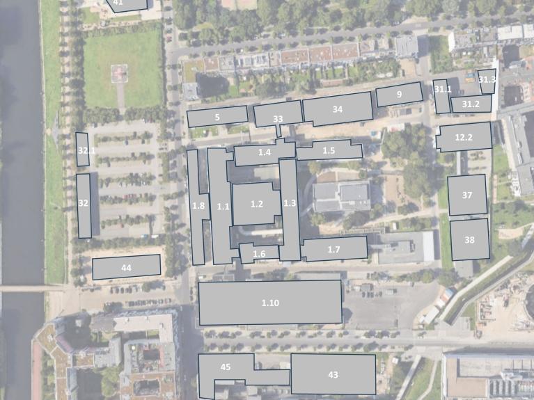 Bundeswehrkrankenhaus Berlin - die Liegenschaft aus der Vogelperspektive - Lage- und Entwicklungsplan