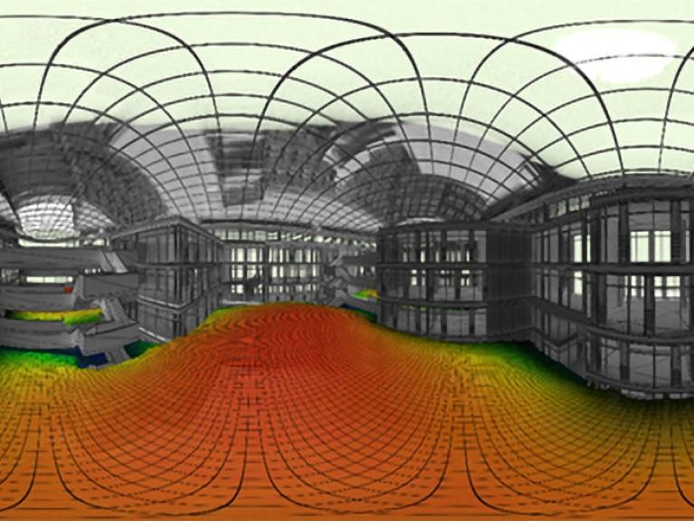 Simulation des Innenraums der Büroimmobilie heylo