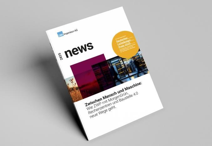 Mockup der ZWP news 2025 mit dem Titel "Zwischen Mensch und Maschine"