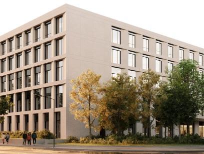 Architektenvisualisierung Außenansicht des neuen Herzzentrums in Dresden