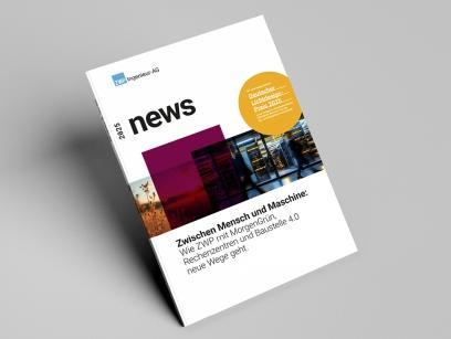 Mockup der ZWP news 2025 mit dem Titel "Zwischen Mensch und Maschine"