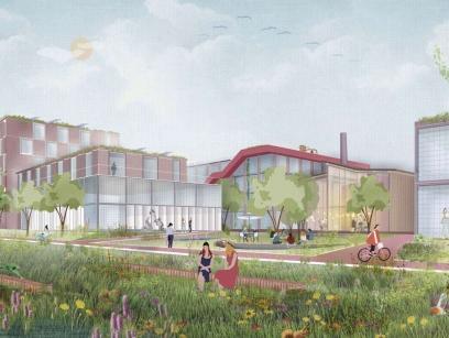 Architektenvisualisierung des neuen Innovations- und Gewerbezentrums in Eschweiler