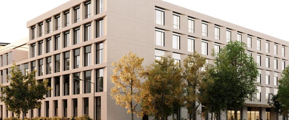 Architektenvisualisierung Außenansicht des neuen Herzzentrums in Dresden