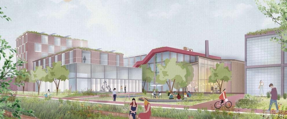 Architektenvisualisierung des neuen Innovations- und Gewerbezentrums in Eschweiler