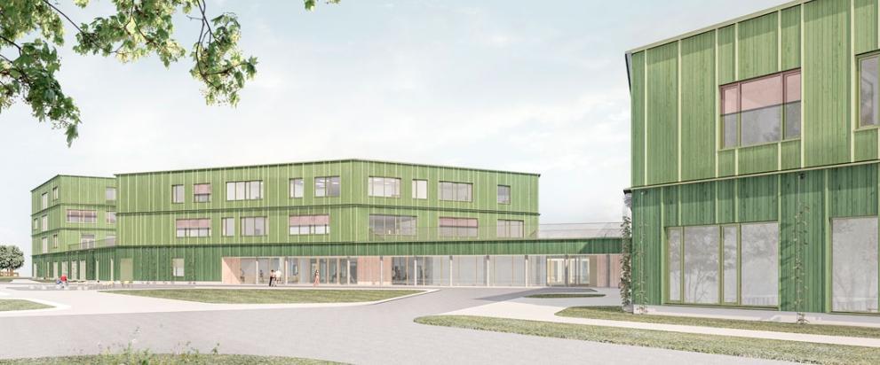 Architectural rendering of the new school campus in Hameln