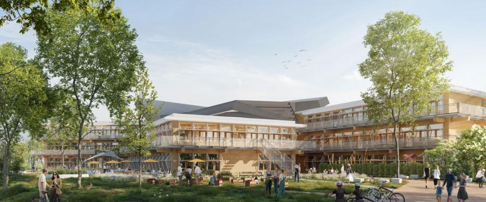 Architektenvisualisierung des neuen LIFE Hamburg Campus - Außenansicht