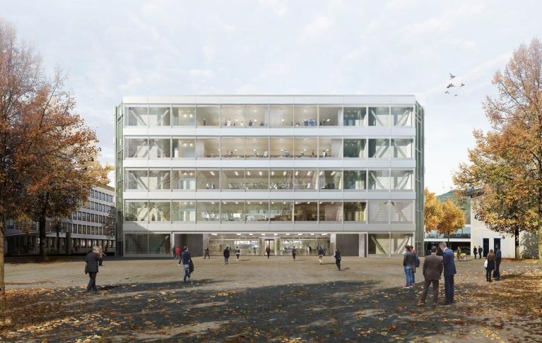 Architektenvisualisierung des neuen Büro- und Veranstaltungsgebäudes FRITZ in Grenzach-Wyhlen